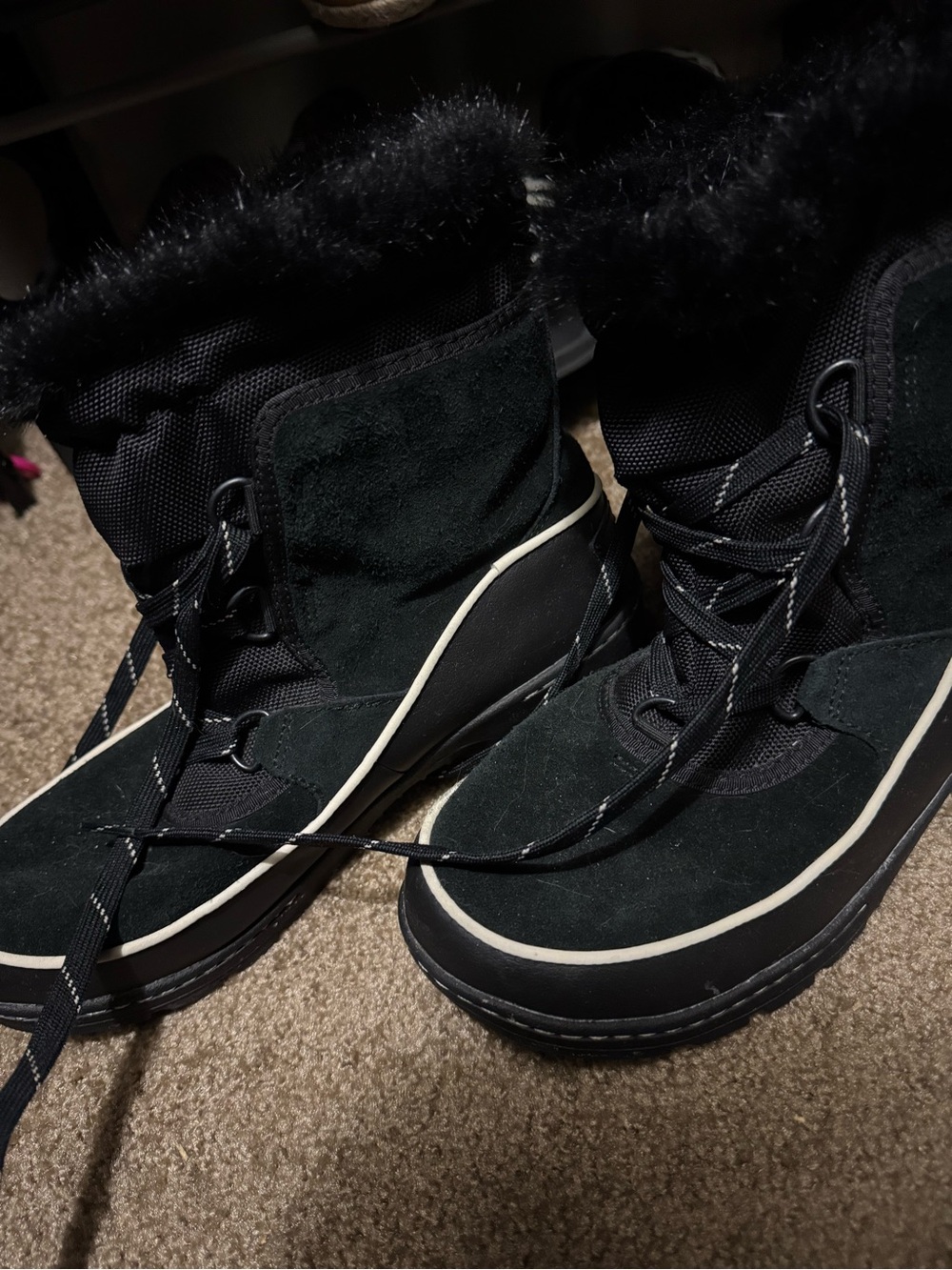 Sorel Black Faux Fur Winter Boot